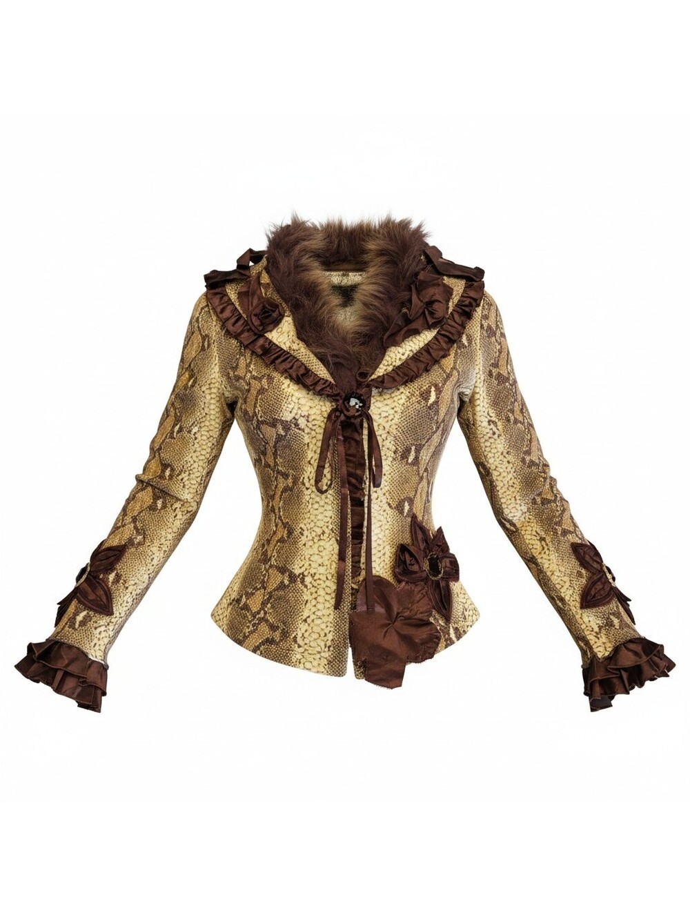 VINTAGE Y2K SNAKESKIN PENNY LANE FAUX FUR cardigan